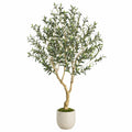 Olivier artificiel 180 cm feuillage vert en pot décoratif pour intérieur