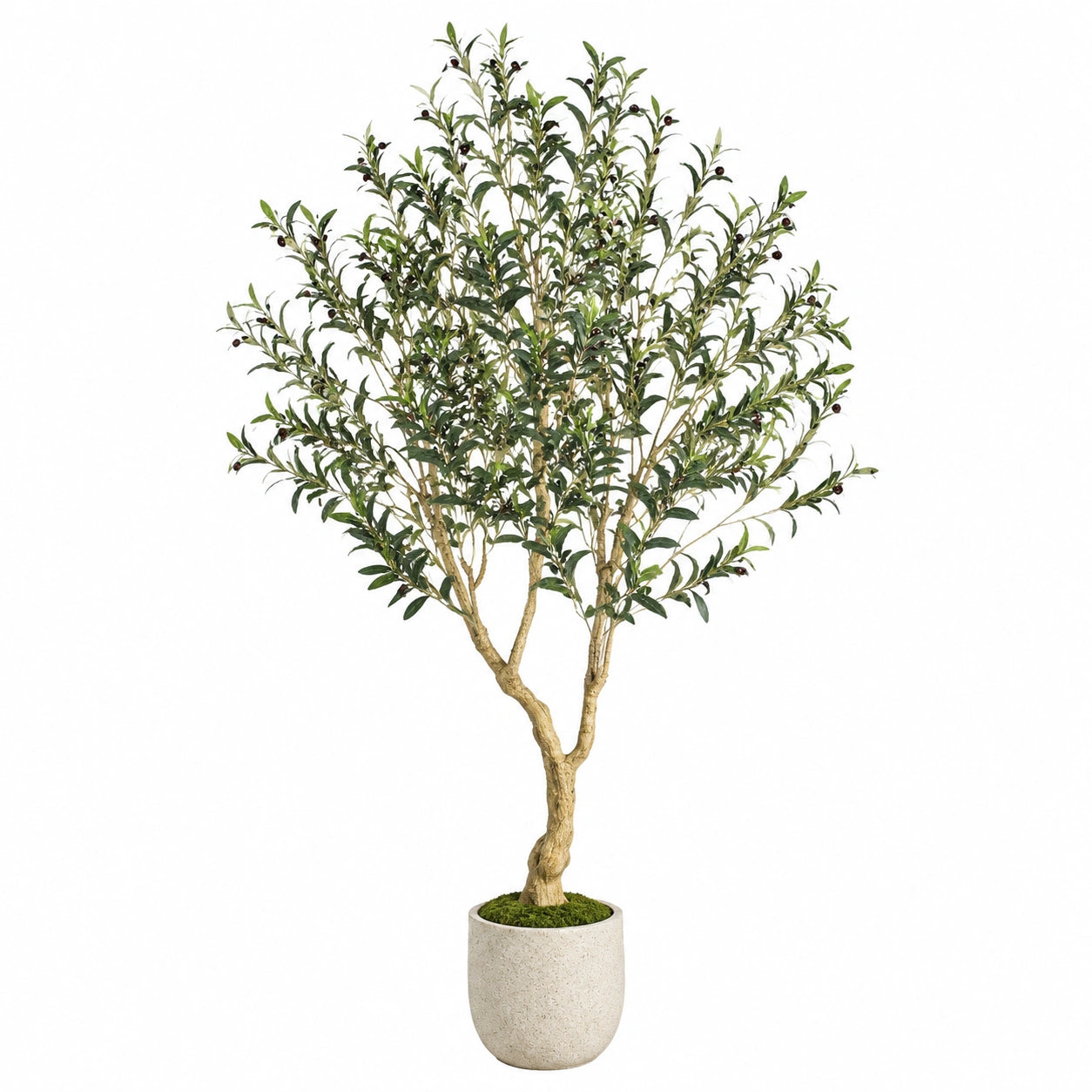 Olivier artificiel 180 cm feuillage vert en pot décoratif pour intérieur