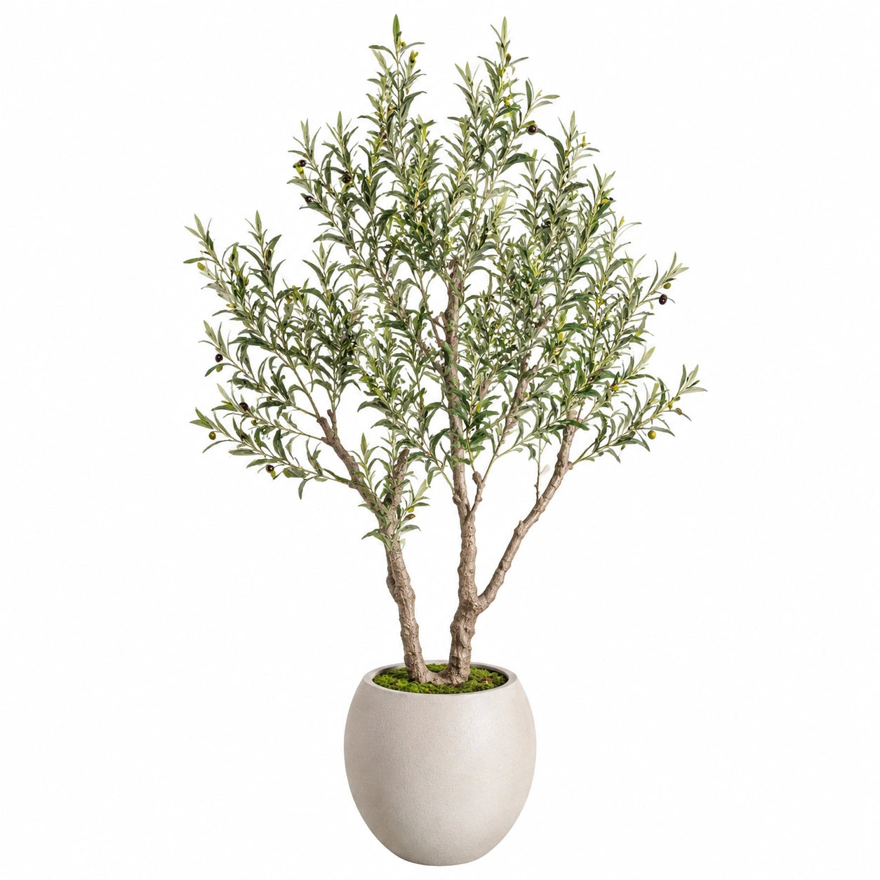 Arbre artificiel olivier 180 cm feuillage vert pot rond décoratif intérieur