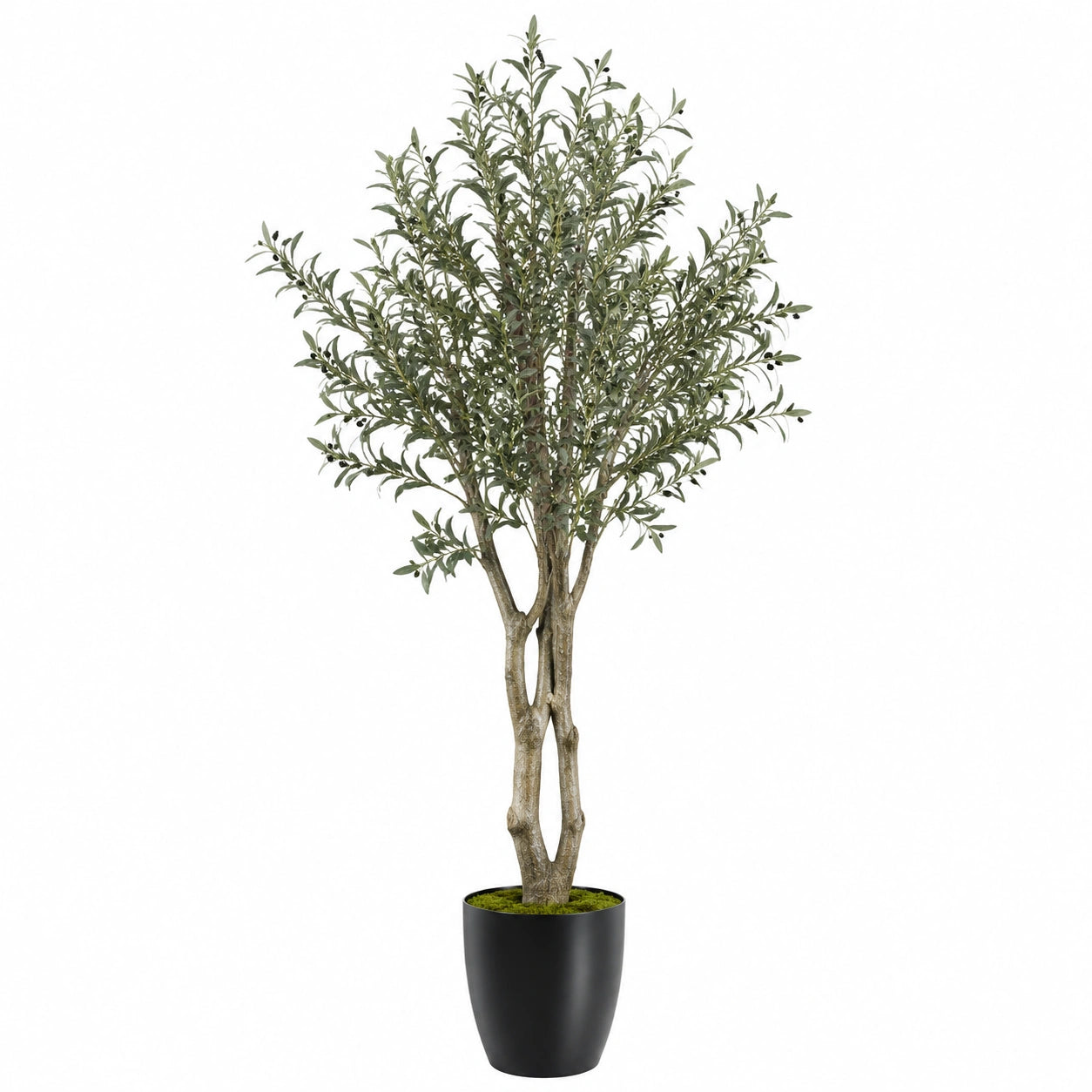 Olivier artificiel 180 cm feuillage vert en plastique pour décoration intérieure