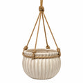 Pot de fleurs suspendu diamètre 18 cm en céramique beige avec corde tressée