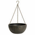 Pot de fleurs suspendu diamètre 30 cm en métal noir et bronze pour jardin