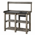 Table de rempotage 120 x 50 x 160 cm en bois gris avec bac amovible et étagères