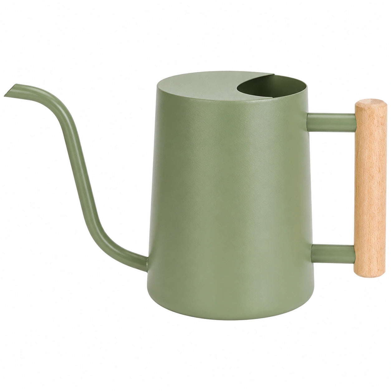 Arrosoir 1.5 L 14 cm x 24 cm en métal vert avec poignée en bois pour plantes style moderne