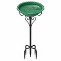 Bain d'oiseaux sur pied diamètre 39 cm métal et plastique vert noir pour jardin