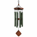 Carillon à vent 85 cm en métal et bois vert foncé marron style naturel suspendu