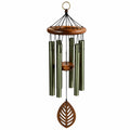 Carillon éolien 90 cm en métal et bois marron vert pour jardin style naturel
