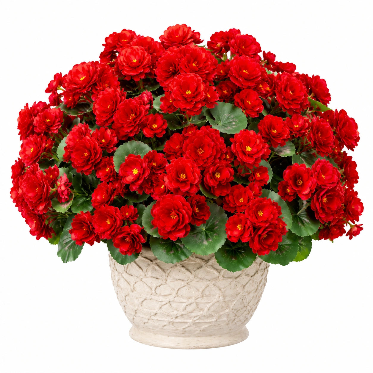Plante artificielle en pot 35 cm Bégonia rouge en textile pour intérieur