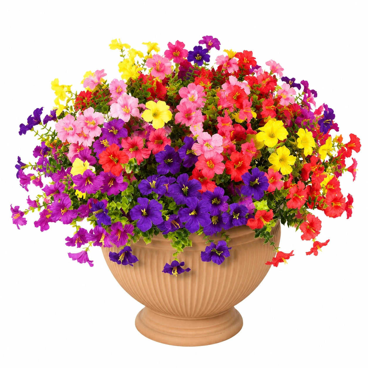 Plante fleurie artificielle en pot 48 cm multicolore pour décoration intérieure