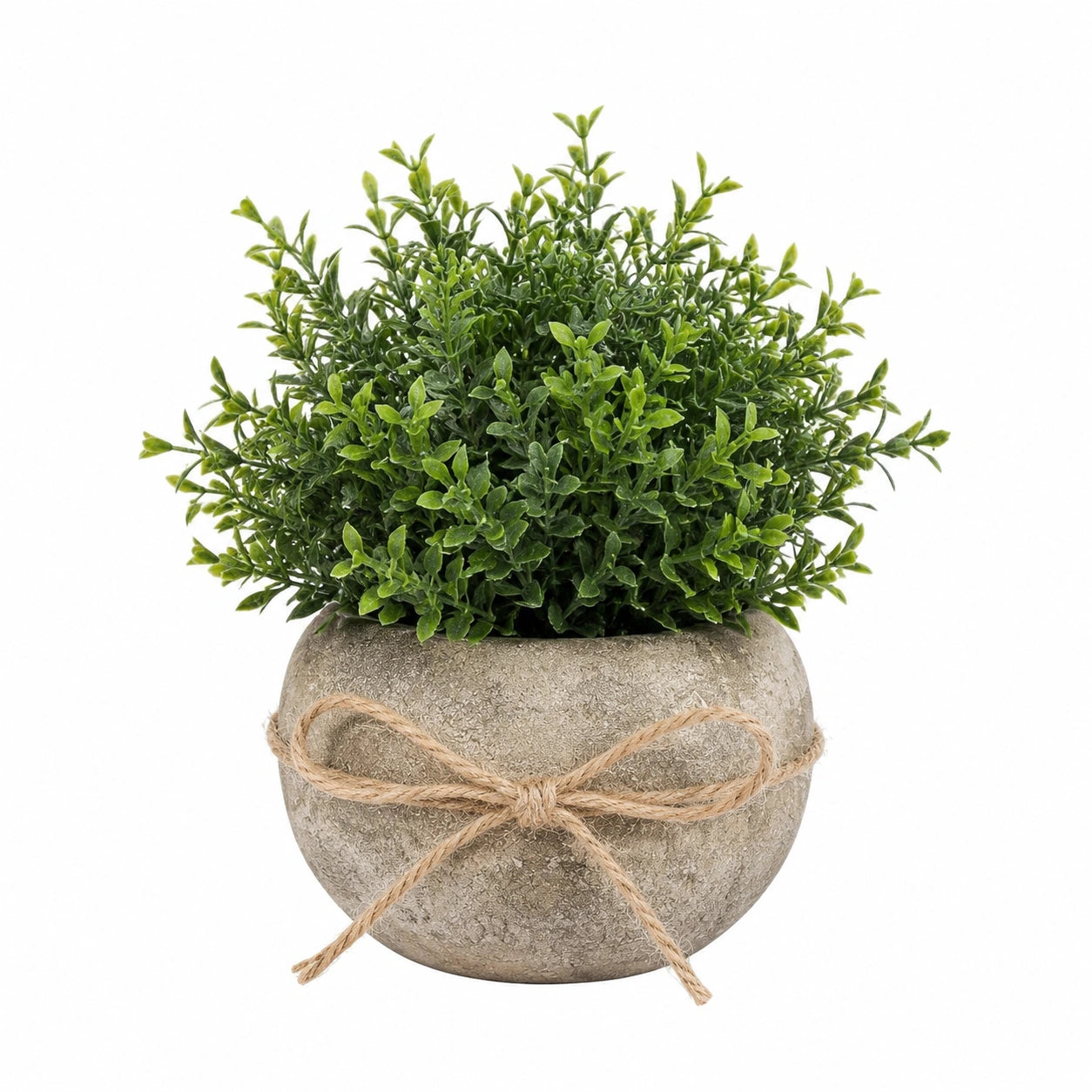 Plante verte artificielle 30 cm en plastique vert avec pot effet ciment pour décoration intérieure